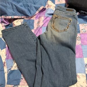 Wrangler Blue Straight Leg Jeans with Embellished Pocket